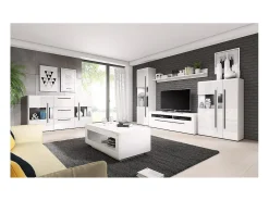 Prateleira de parede design 160cm cores fosco e branco brilhante. Coleção BREDA.