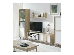 Prateleira de parede escandinava 100 cm MALMO. Ideal para expor seus objetos de decoração. Cor carvalho claro/Branco. Tipo escandinavo.
