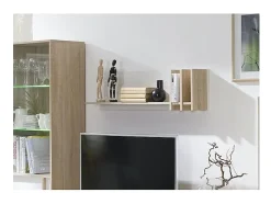 Prateleira de parede escandinava 100 cm MALMO. Ideal para expor seus objetos de decoração. Cor carvalho claro/Branco. Tipo escandinavo.