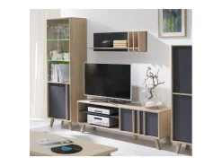 Prateleira de parede escandinava 100 cm MALMO. Ideal para expor seus objetos de decoração. Cores em carvalho claro/cinza concreto. Estilo escandinavo.