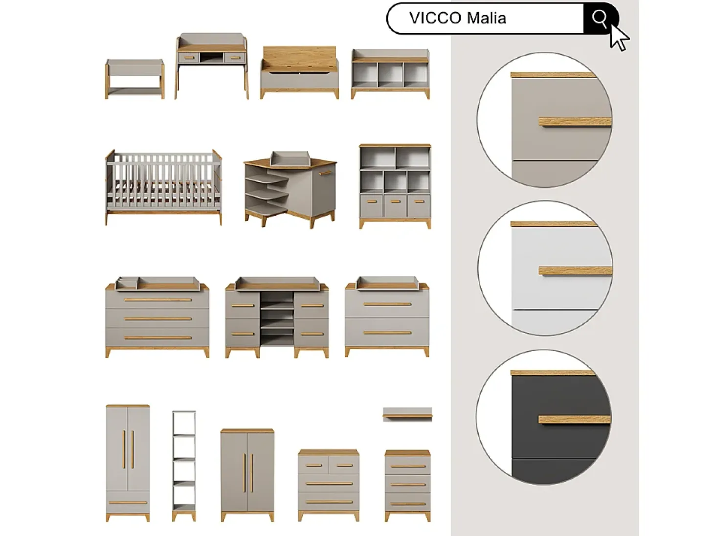 Prateleira de parede para o quarto das crianças cinza 70x18.4x20 malia