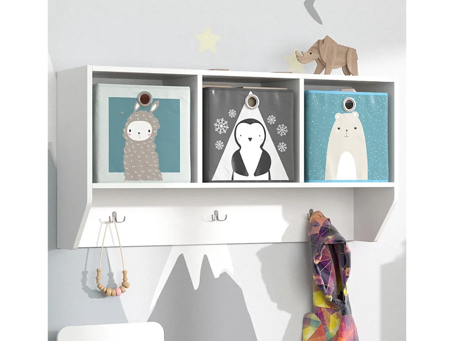 Prateleira de parede para o quarto das crianças branco 107.2x31x56 luigi