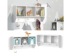 Prateleira de parede para o quarto das crianças branco 107.2x31x56 luigi