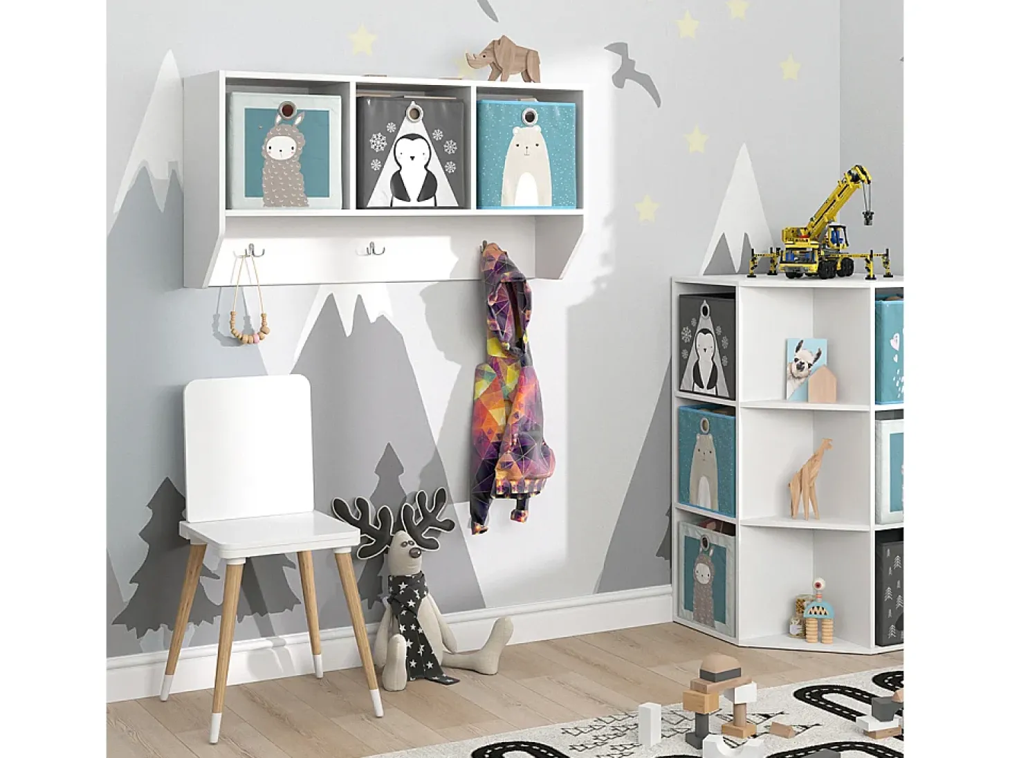 Prateleira de parede para o quarto das crianças branco 107.2x31x56 luigi