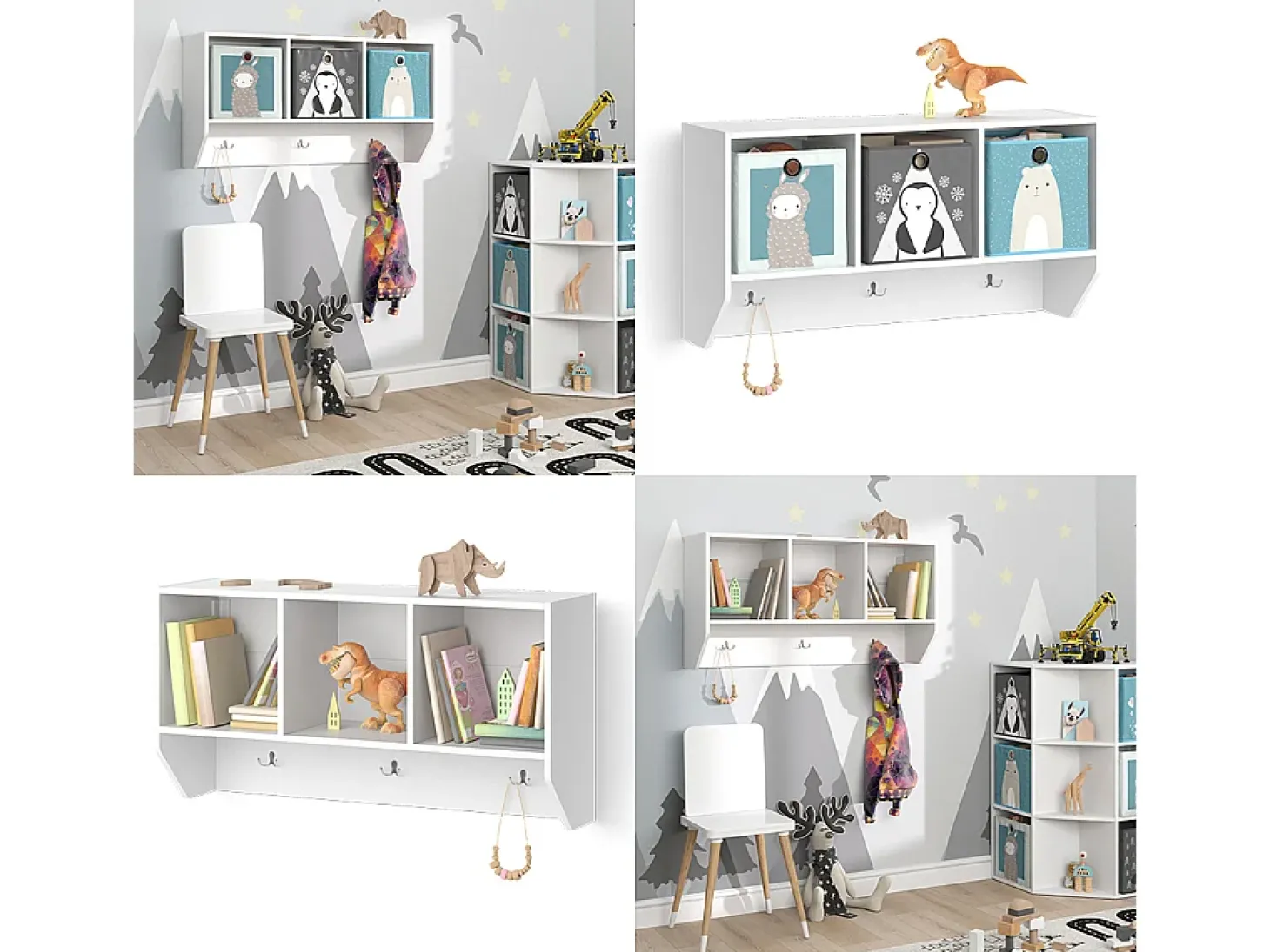 Prateleira de parede para o quarto das crianças branco 107.2x31x56 luigi