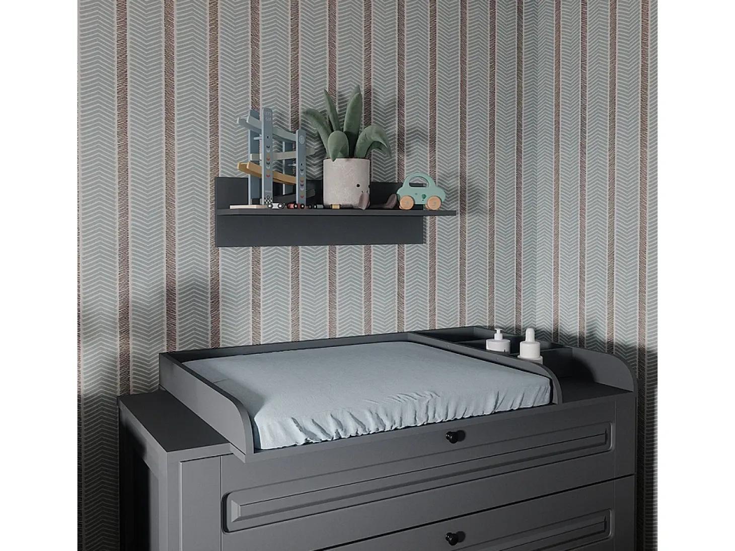 Prateleira de parede para o quarto das crianças cinza 70x20x20 ajaton
