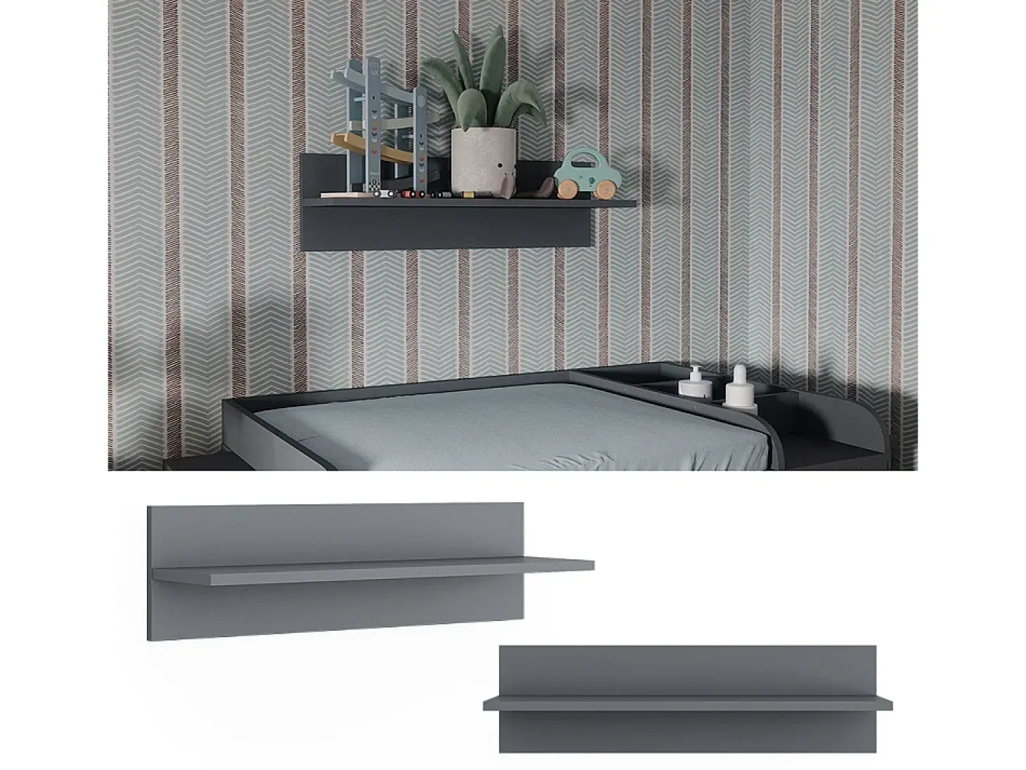 Prateleira de parede para o quarto das crianças cinza 70x20x20 ajaton