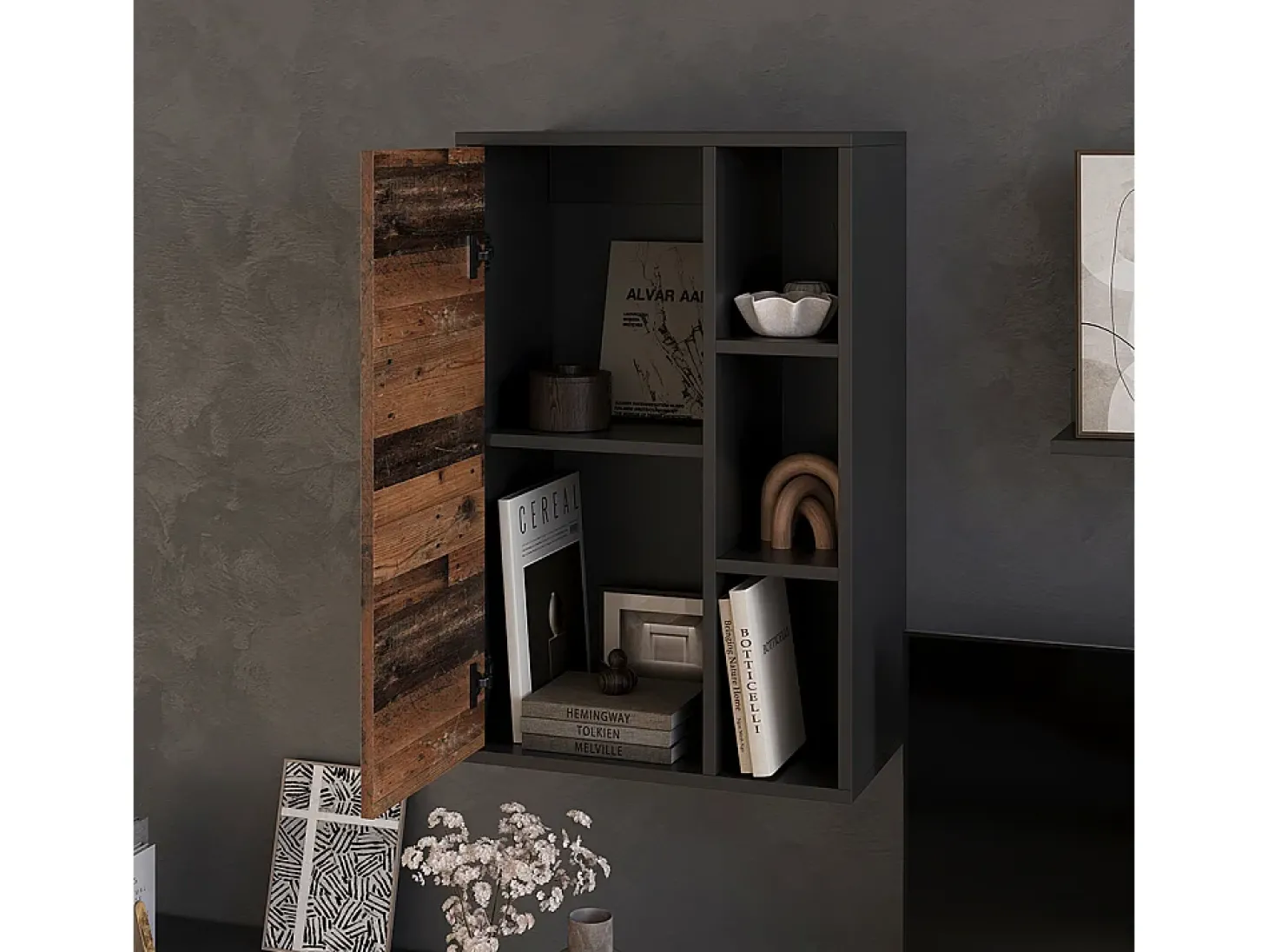 Prateleira de parede preto/estilo antigo 50.1x28.3x78.4 berno