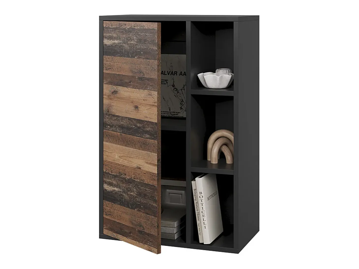 Prateleira de parede preto/estilo antigo 50.1x28.3x78.4 berno
