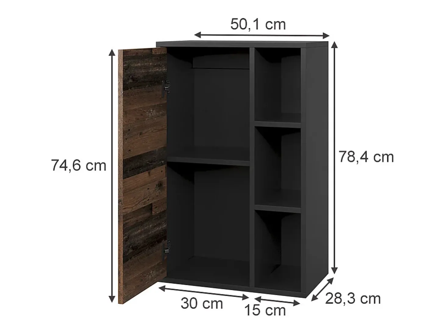 Prateleira de parede preto/estilo antigo 50.1x28.3x78.4 berno