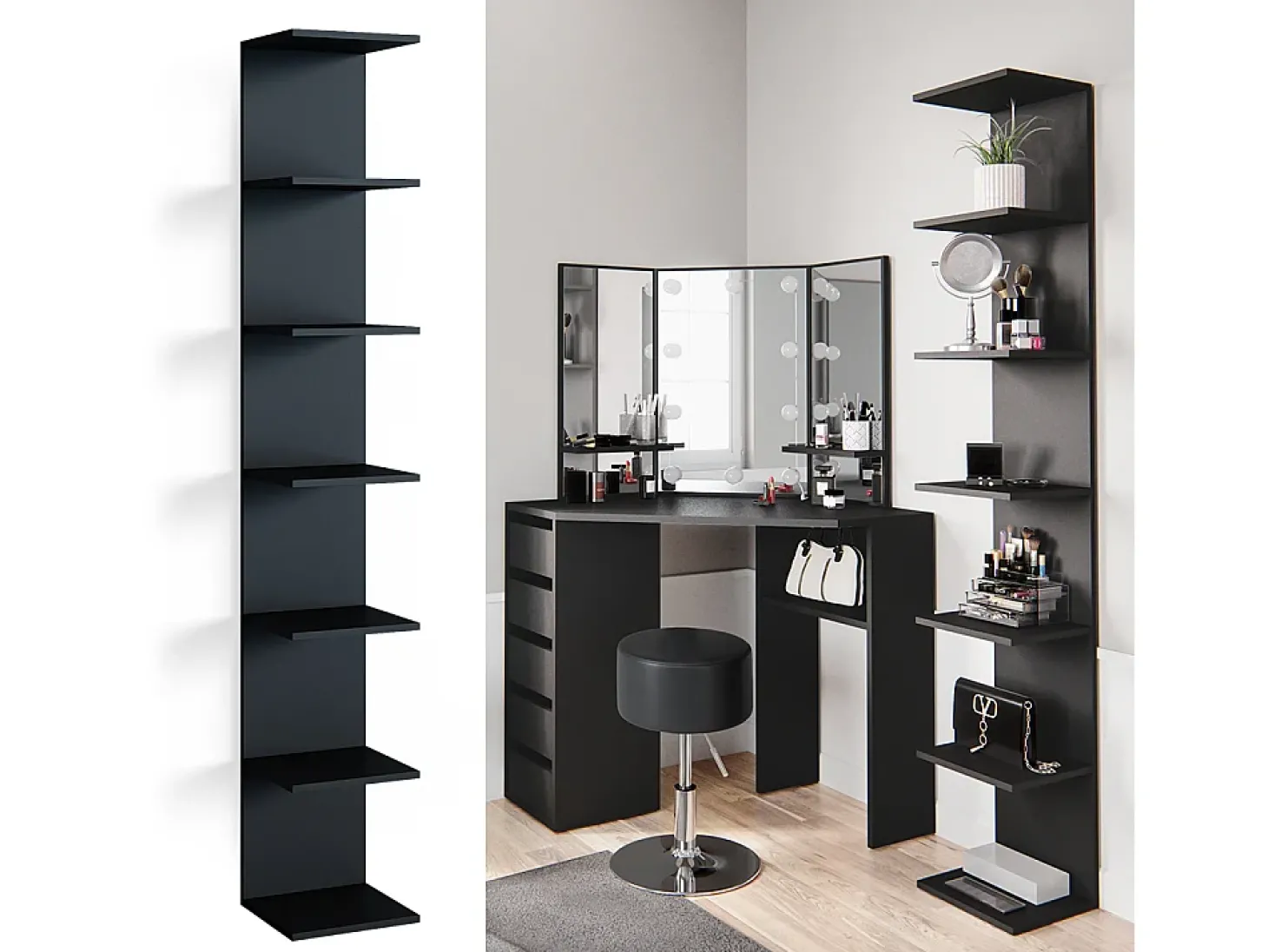 Prateleira de parede preto 30x28x190 paolo