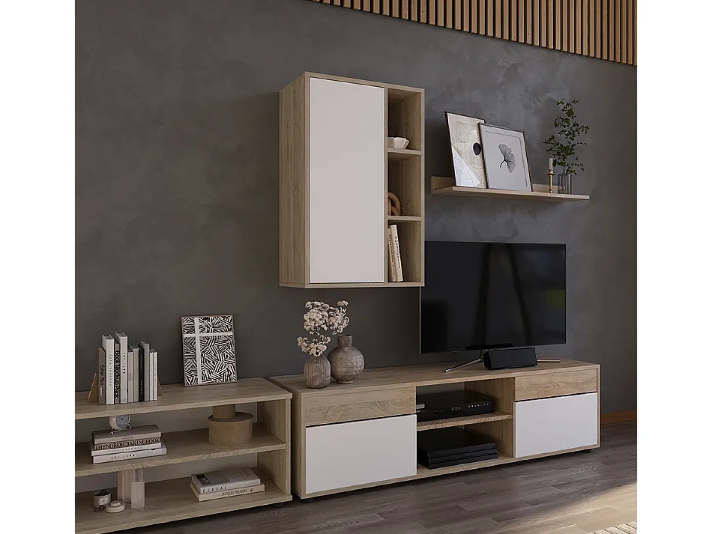 Prateleira de parede sonoma/branco 50.1x28.3x78.4 berno