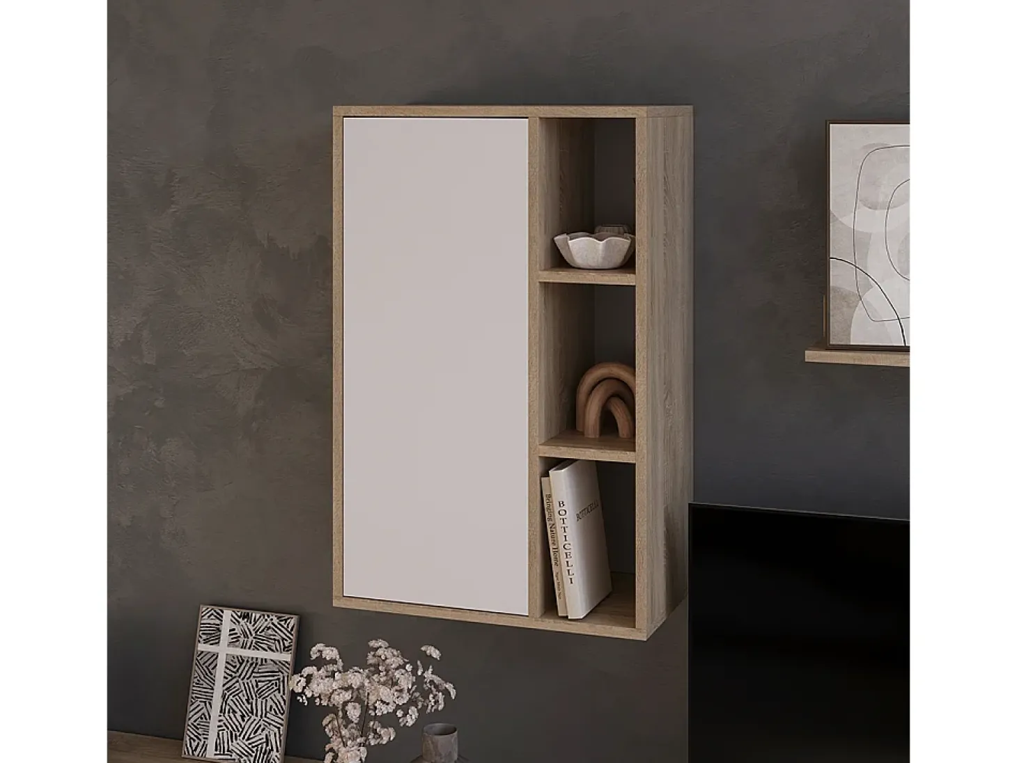 Prateleira de parede sonoma/branco 50.1x28.3x78.4 berno