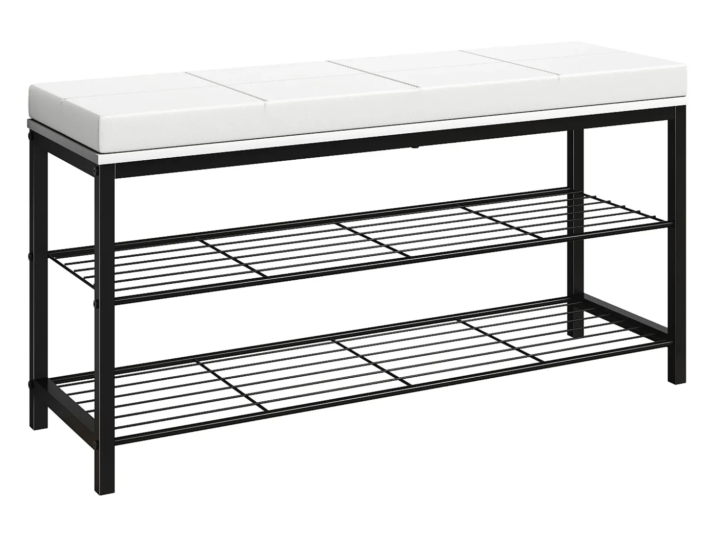 Prateleira de sapatos VCM | Dimensões aprox. A. 48 x L. 90 x P. 30 cm | Assento em design de estilo industrial | Banco de sapatos - Taliro (Branco)