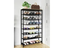 Prateleira de sapatos VCM | Dimensões aprox. A. 152 x L. 90 x P. 30 cm | Sapatos em estilo industrial | Prateleira com 7 compartimentos - Taliro (carvalho mel)