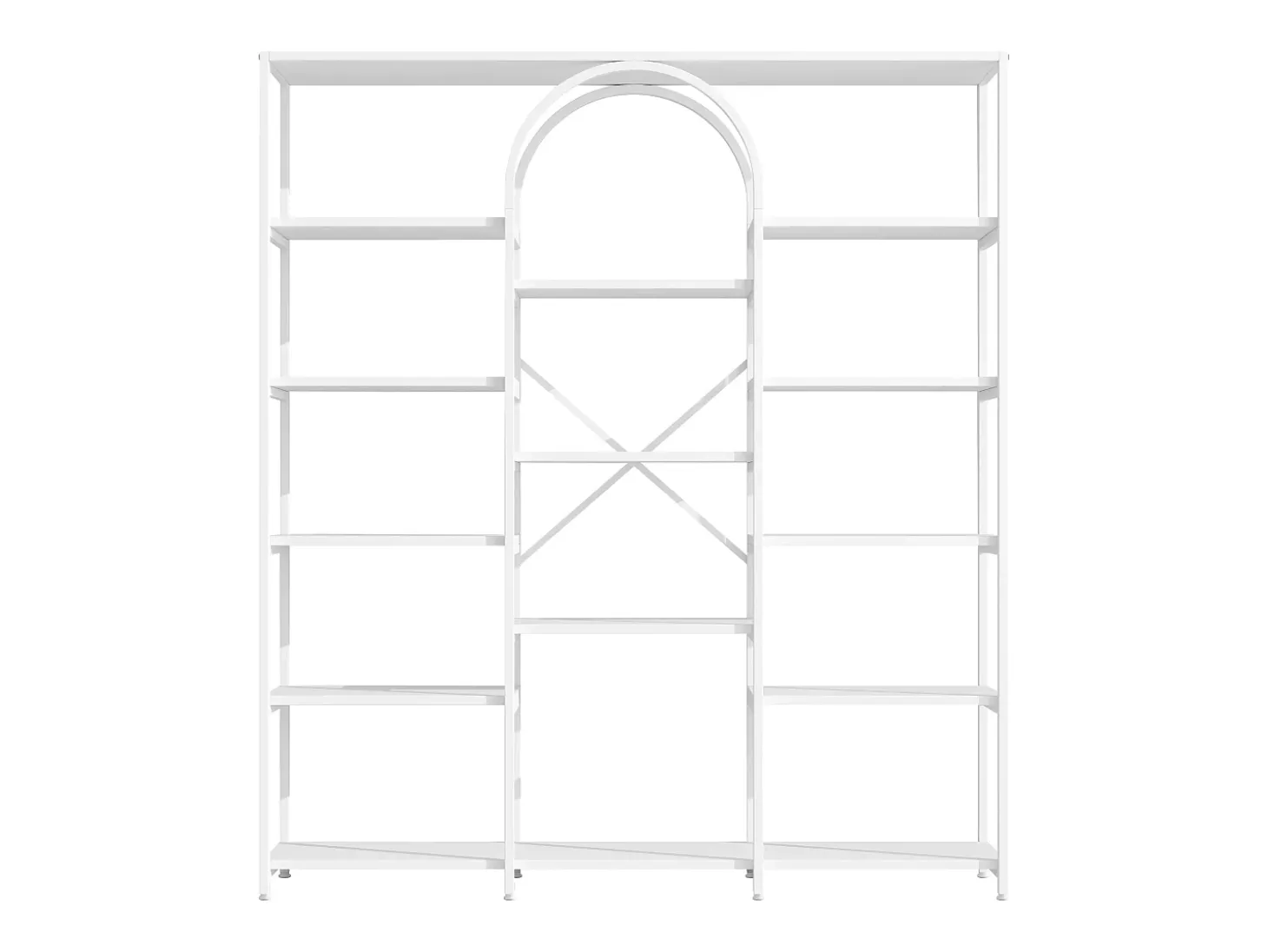 Prateleira em aço e MDF de 160 x 30 x 180 cm - Design retangular e arqueado - Branca