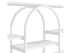 Prateleira em aço e MDF de 160 x 30 x 180 cm - Design retangular e arqueado - Branca