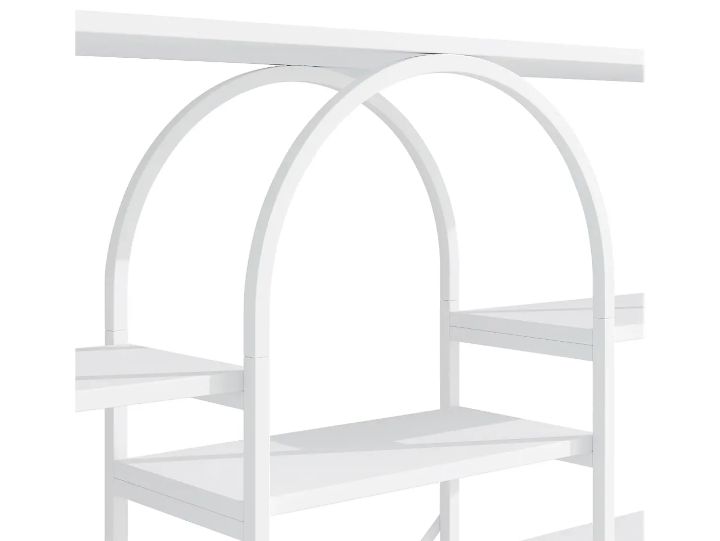 Prateleira em aço e MDF de 160 x 30 x 180 cm - Design retangular e arqueado - Branca