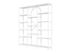 Prateleira em aço e MDF de 160 x 30 x 180 cm - Design retangular e arqueado - Branca