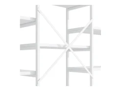 Prateleira em aço e MDF de 160 x 30 x 180 cm - Design retangular e arqueado - Branca