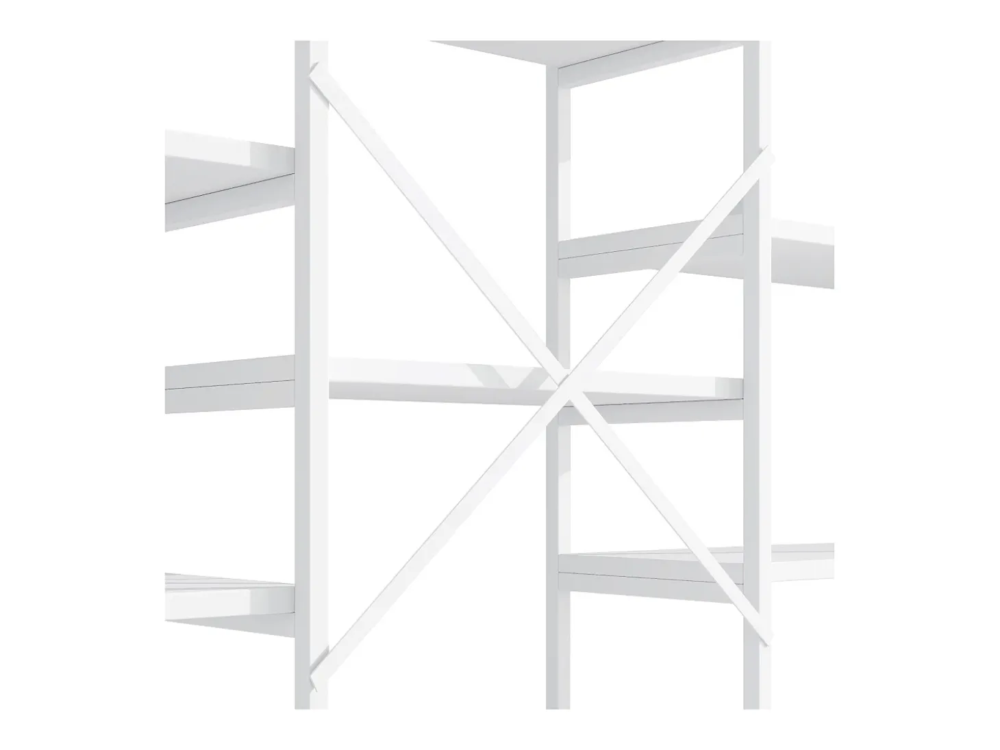 Prateleira em aço e MDF de 160 x 30 x 180 cm - Design retangular e arqueado - Branca