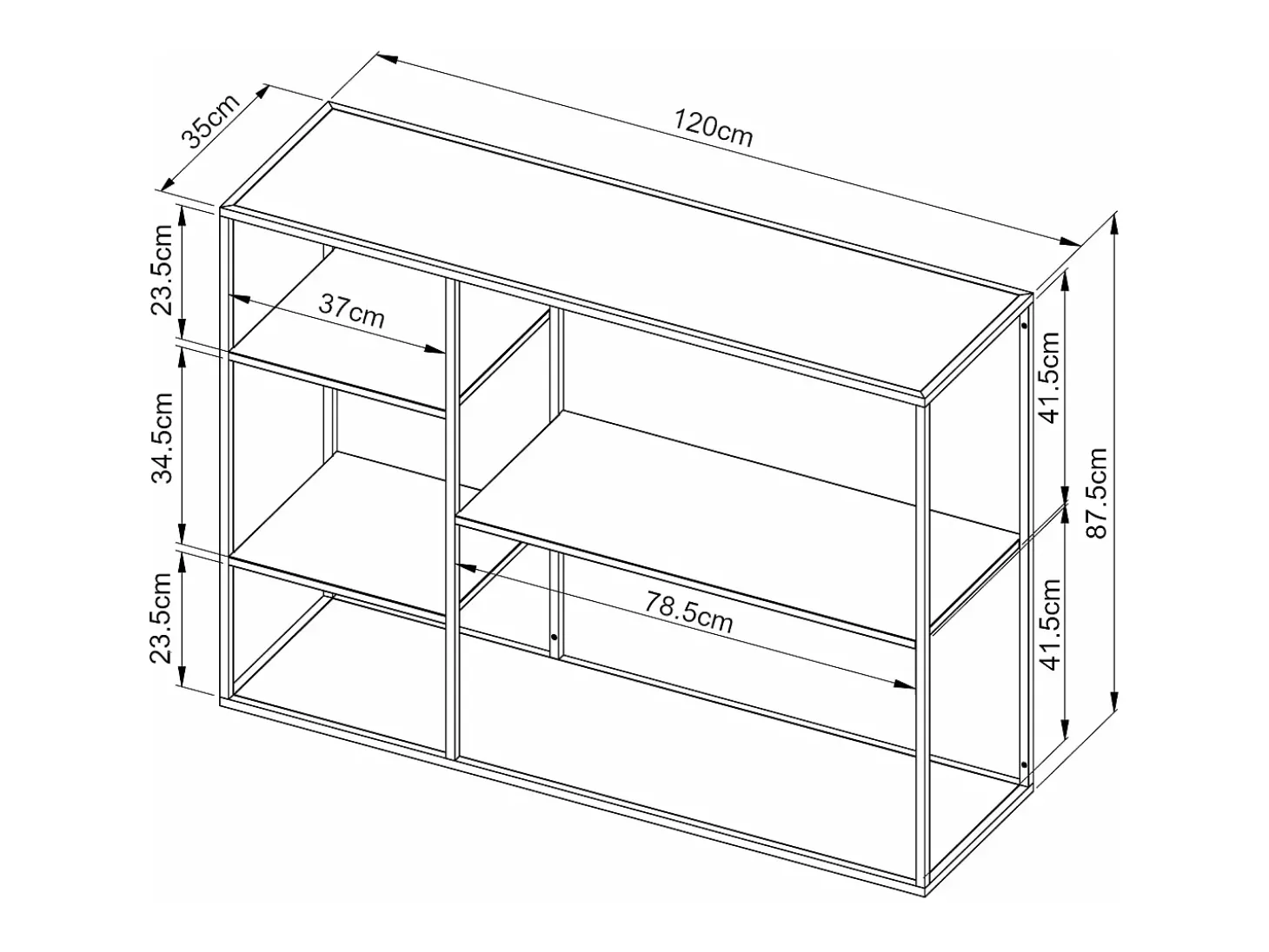 Prateleira independente 120 x 35 x 87,5 cm em metal preto 03_0006952