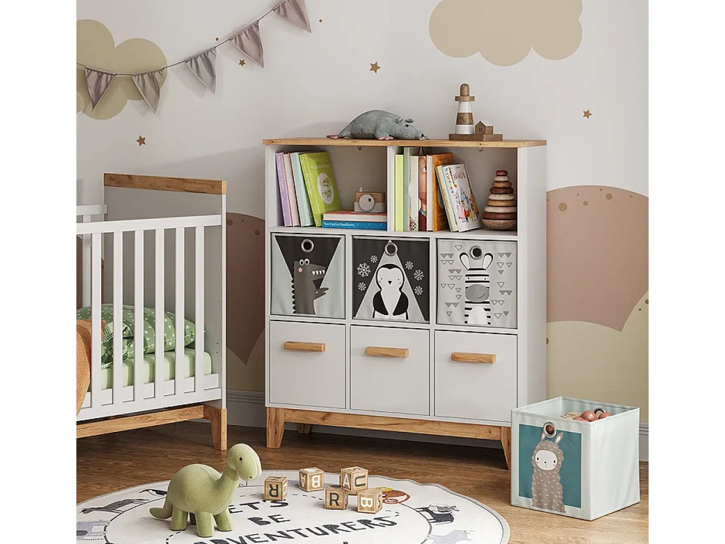 Prateleira infantil branco/artesanal 98.4x32.6x113.4 malia