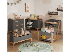 Prateleira infantil cinza/artesanal 98.4x32.6x113.4 malia