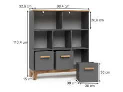 Prateleira infantil cinza/artesanal 98.4x32.6x113.4 malia
