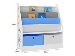Prateleira infantil com 3 compartimentos e 2 caixas 74 x 71 x 23 cm estampada 03_0006962