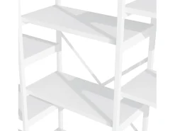 Prateleira moderna 160x30x180 cm - Prateleiras de vários níveis - Tubos de aço + MDF - Design retangular e curvo - Branco