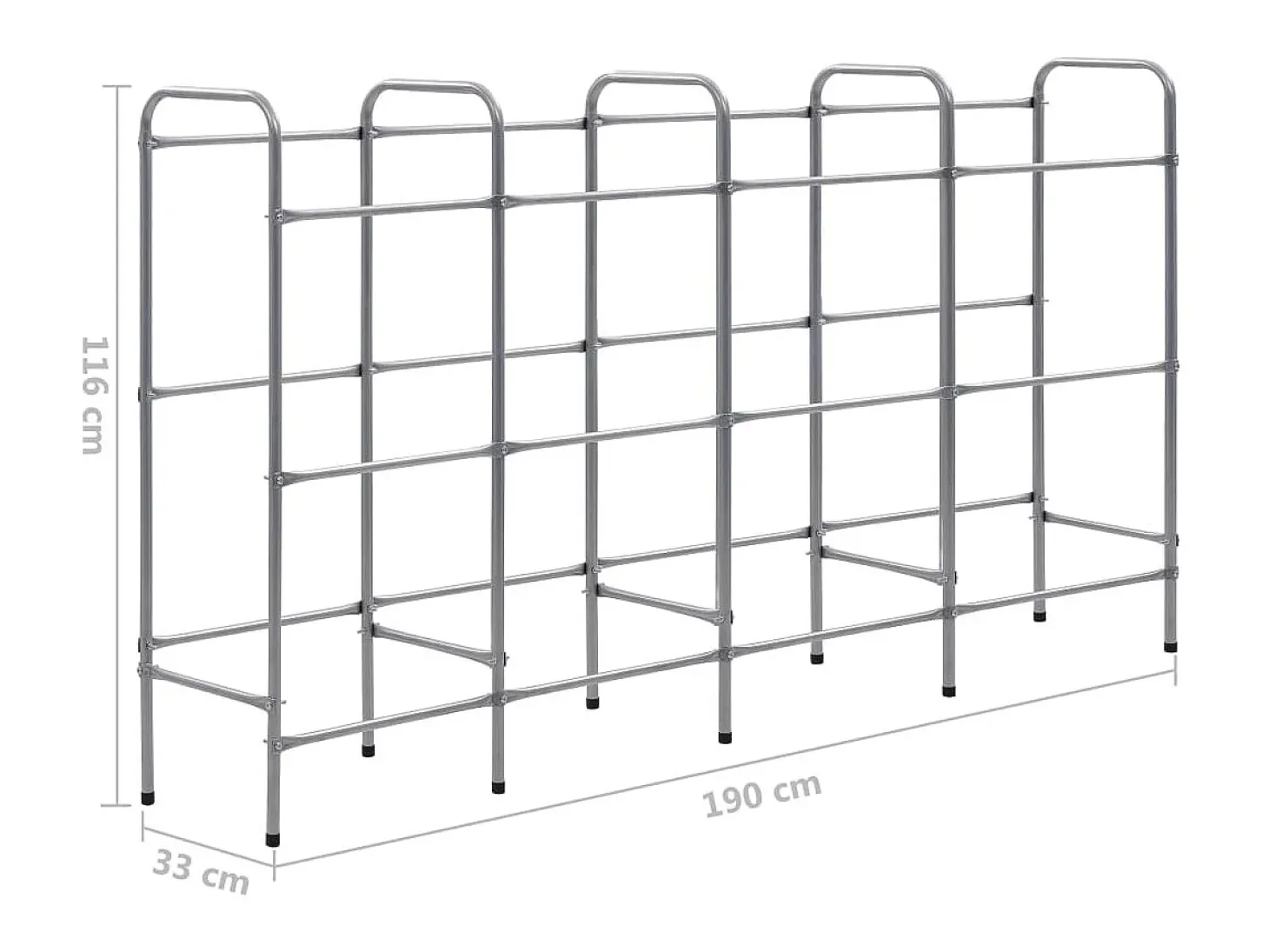 Prateleira para 12 caixas 190x33x116 cm aço prateado PT833024