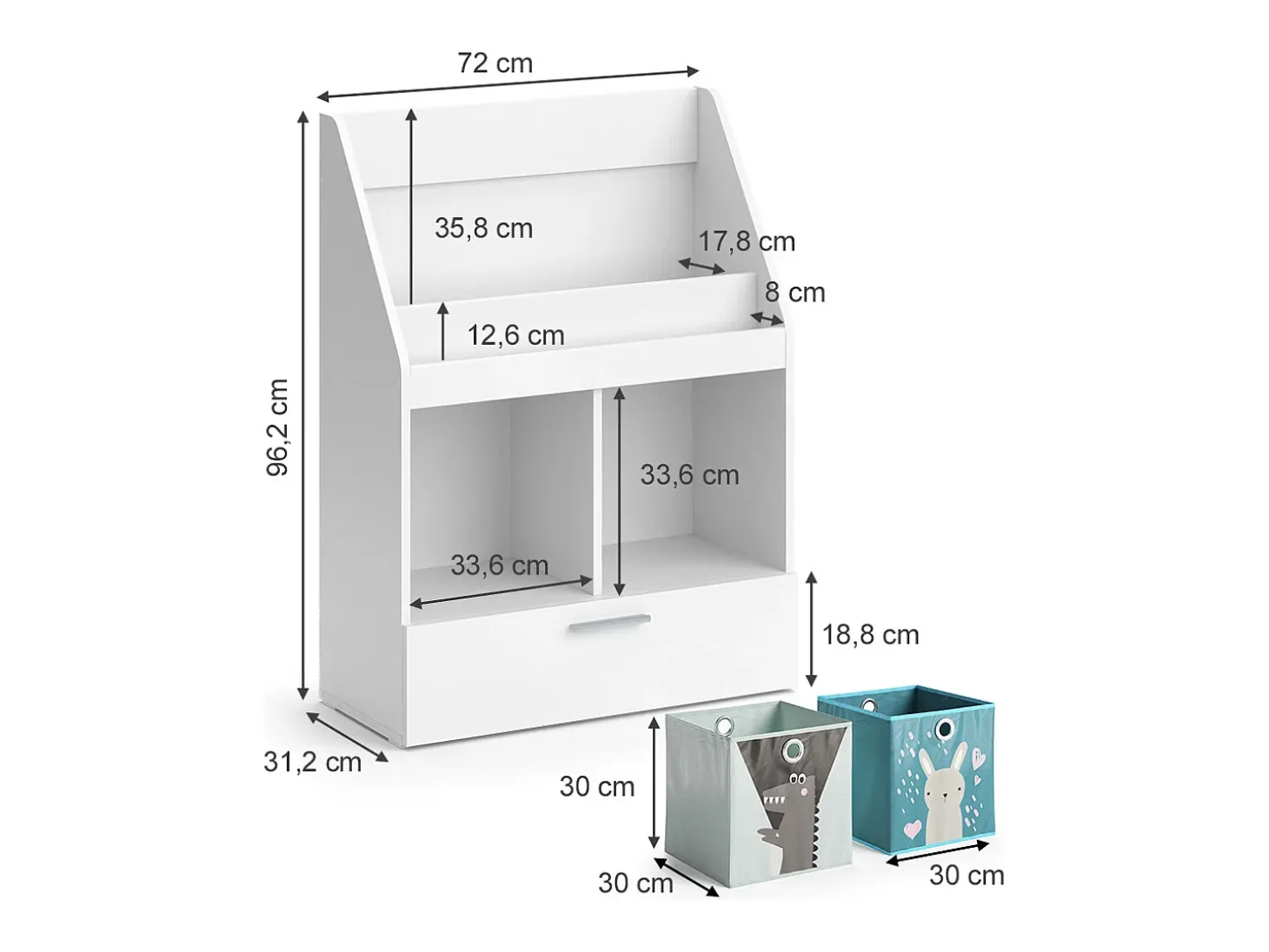 Prateleira para crianças branco 72x31.2x96.2 luigi