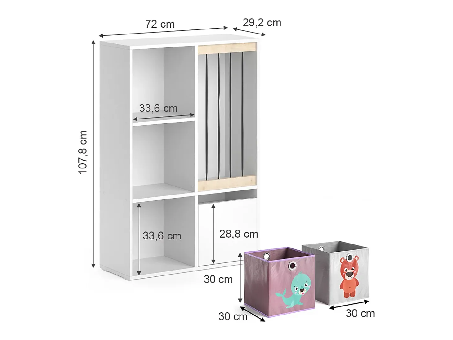 Prateleira para crianças branco 29.2x72x107.8 luigi