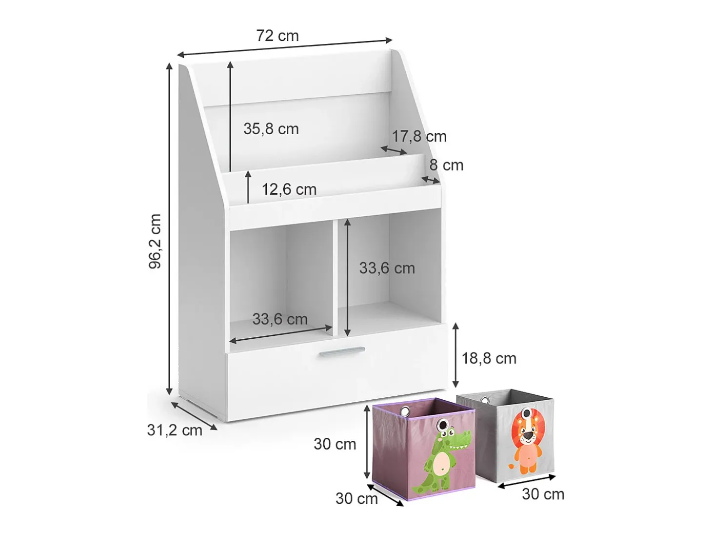 Prateleira para crianças branco 72x31.2x96.2 luigi