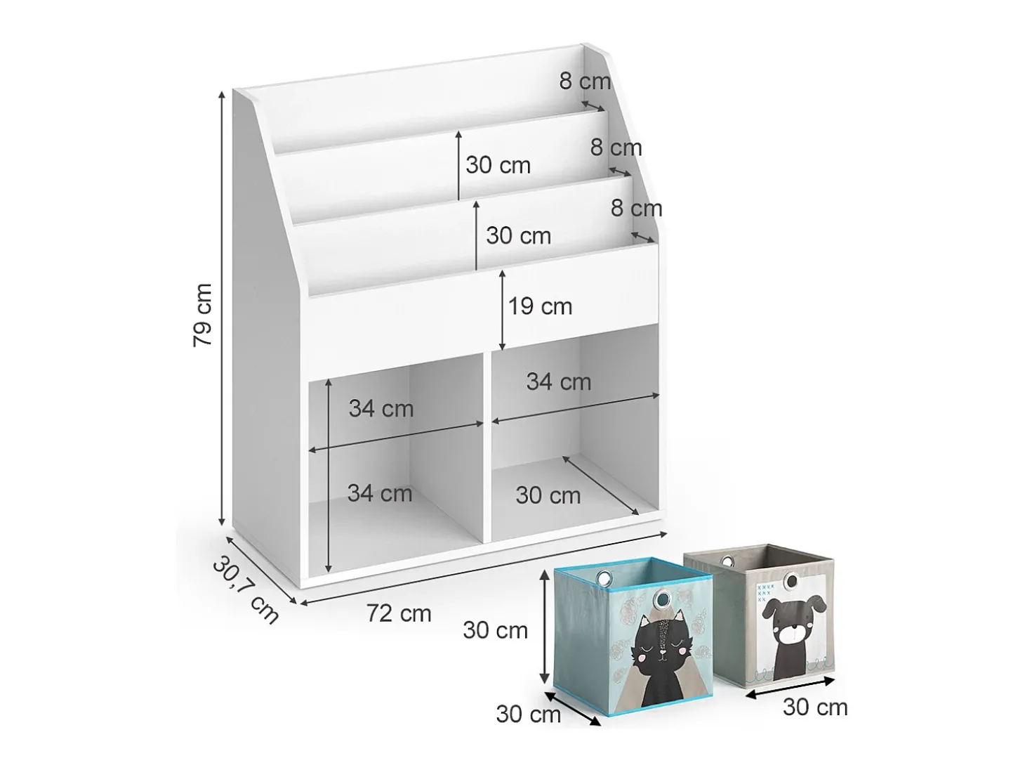 Prateleira para crianças branco 72x30.7x79 luigi