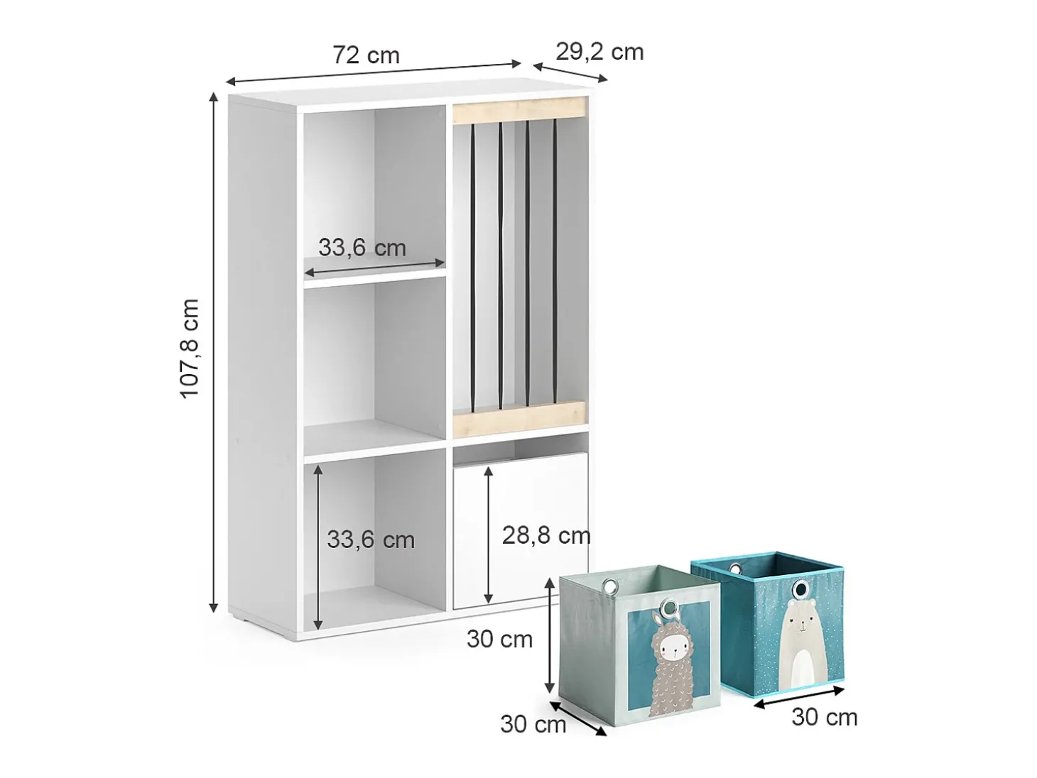 Prateleira para crianças branco 29.2x72x107.8 luigi