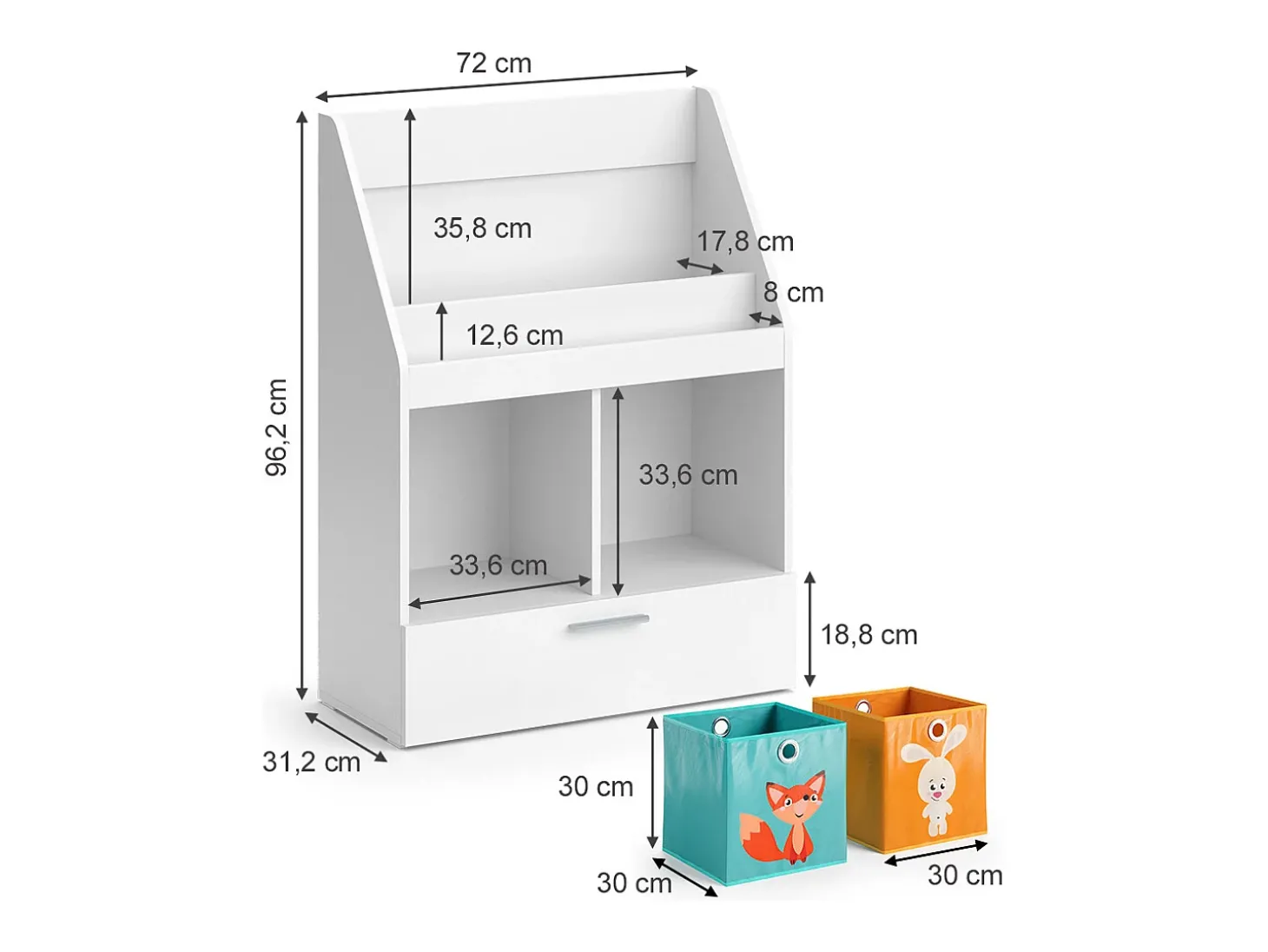 Prateleira para crianças branco 72x31.2x96.2 luigi