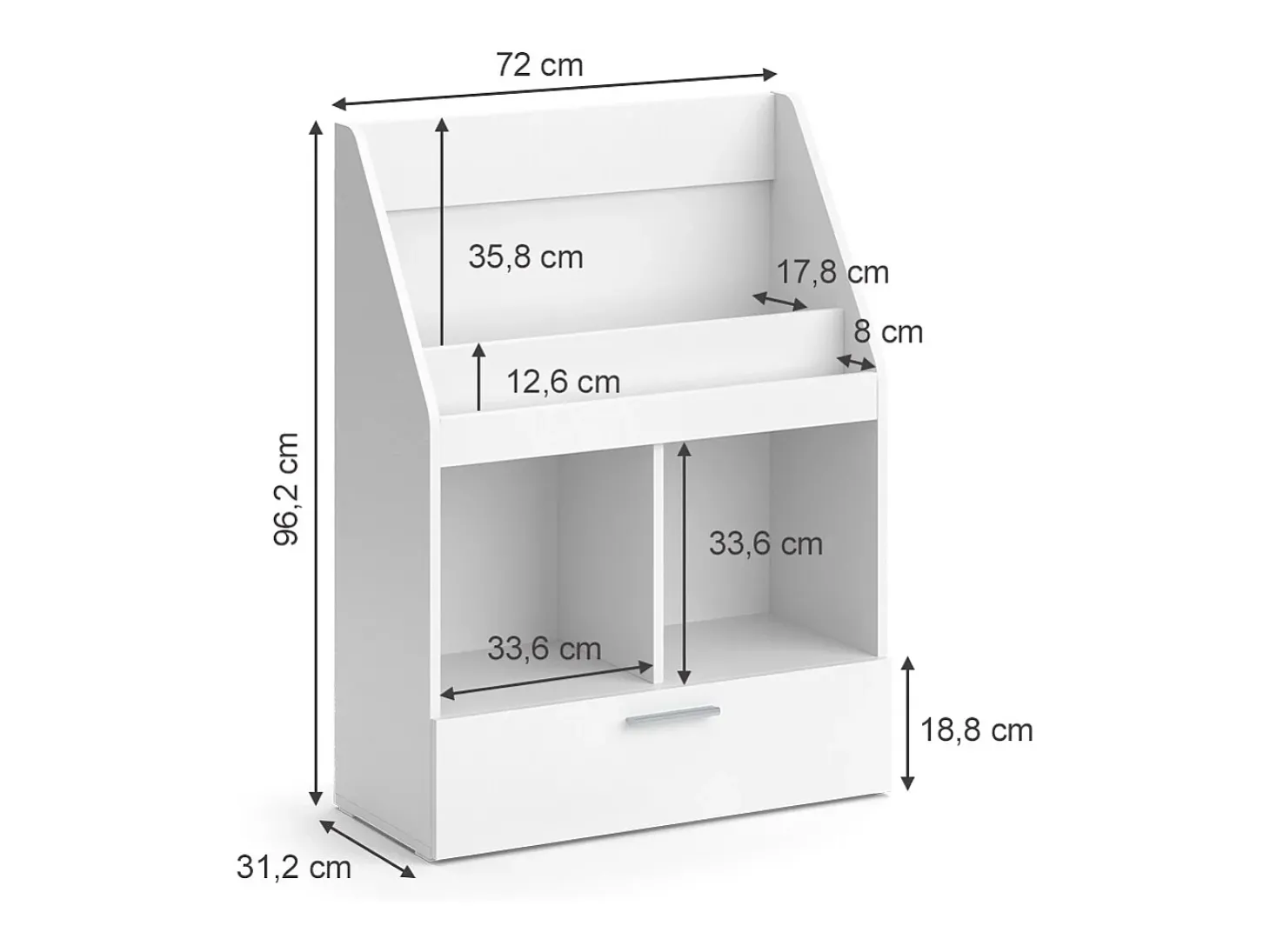 Prateleira para crianças branco 72x31.2x96.2 luigi