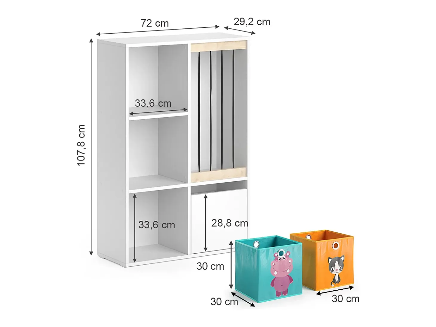 Prateleira para crianças branco 29.2x72x107.8 luigi