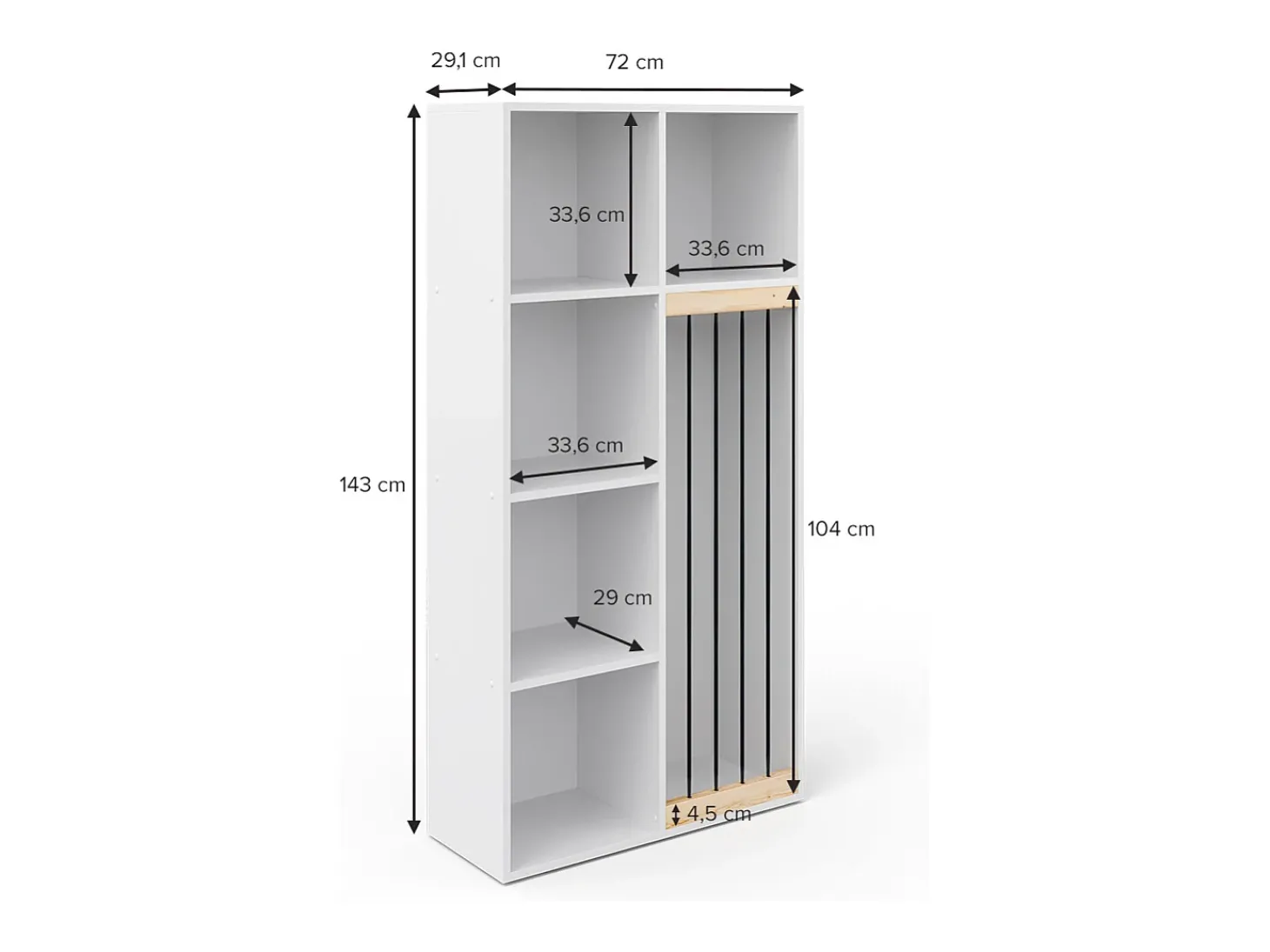 Prateleira para crianças branco 72x29.1x143 marvin