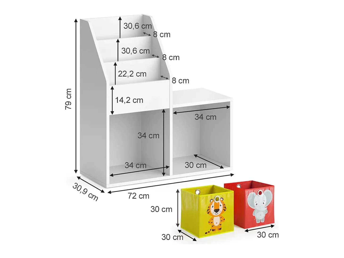 Prateleira para crianças branco 30.9x72x79 luigi