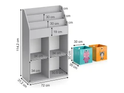 Prateleira para crianças cinza 72x31.2x114.2 luigi