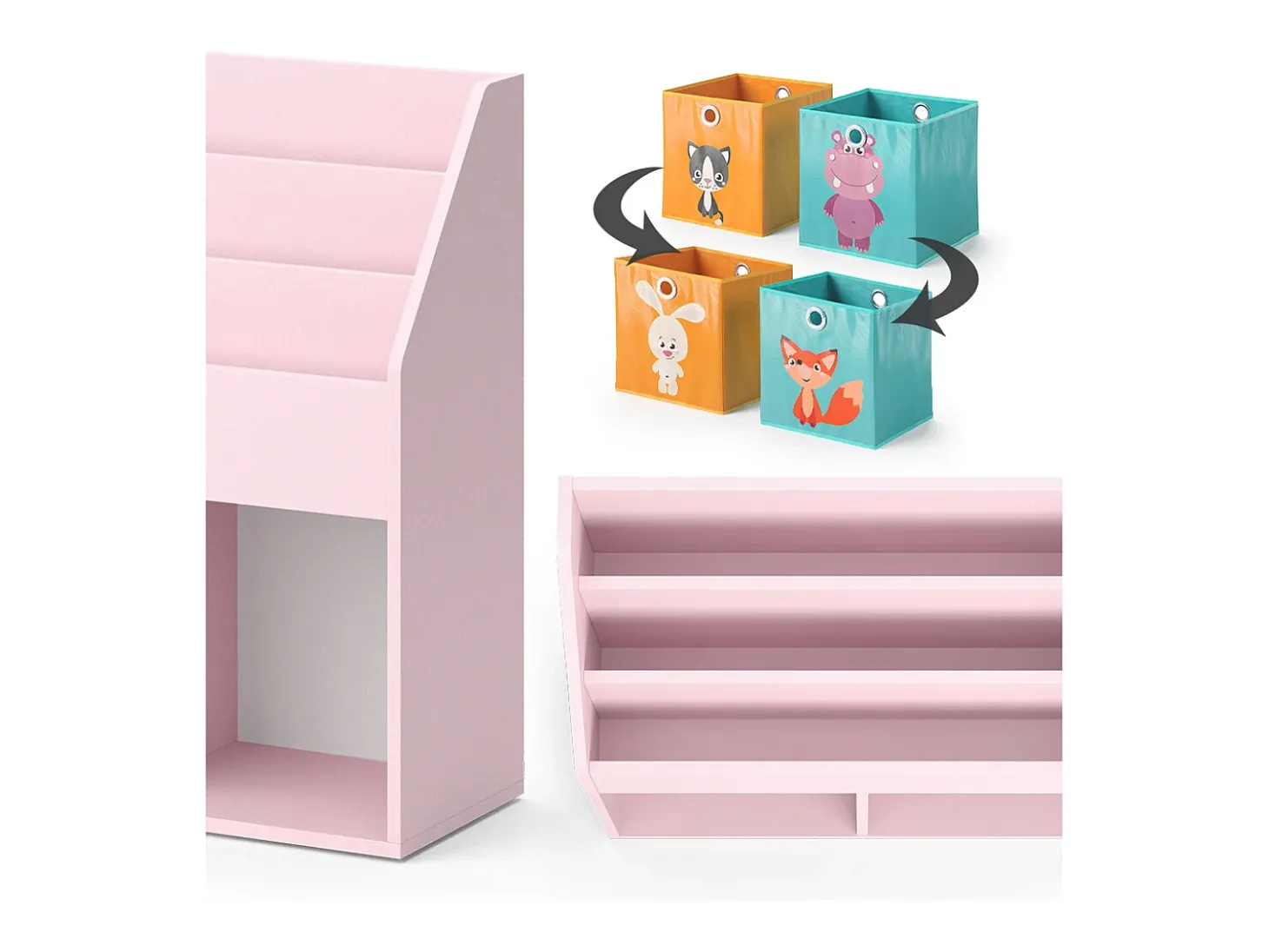 Prateleira para crianças rosa 72x30.7x79 luigi