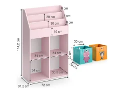 Prateleira para crianças rosa 72x31.2x114.2 luigi