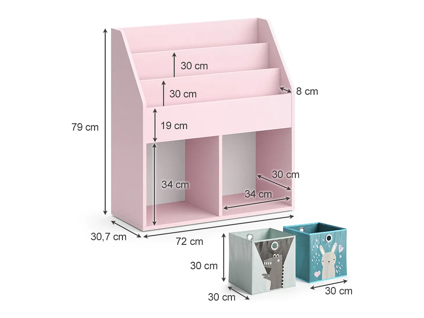 Prateleira para crianças rosa 72x30.7x79 luigi