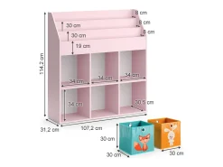 Prateleira para crianças rosa 107.2x31.2x114.2 luigi