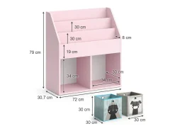 Prateleira para crianças rosa 72x30.7x79 luigi
