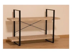Prateleira SHELVES estilo industrial de madeira e metal 2 Níveis.