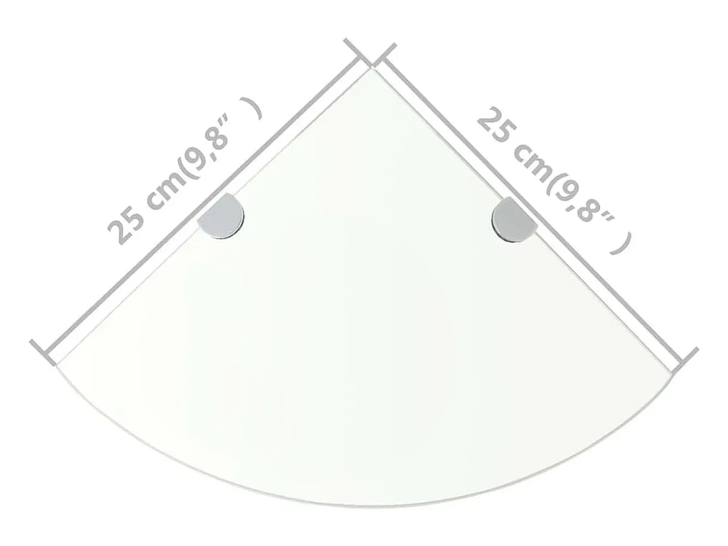 Prateleiras canto 2 pcs suportes cromados 25x25cm vidro transp.